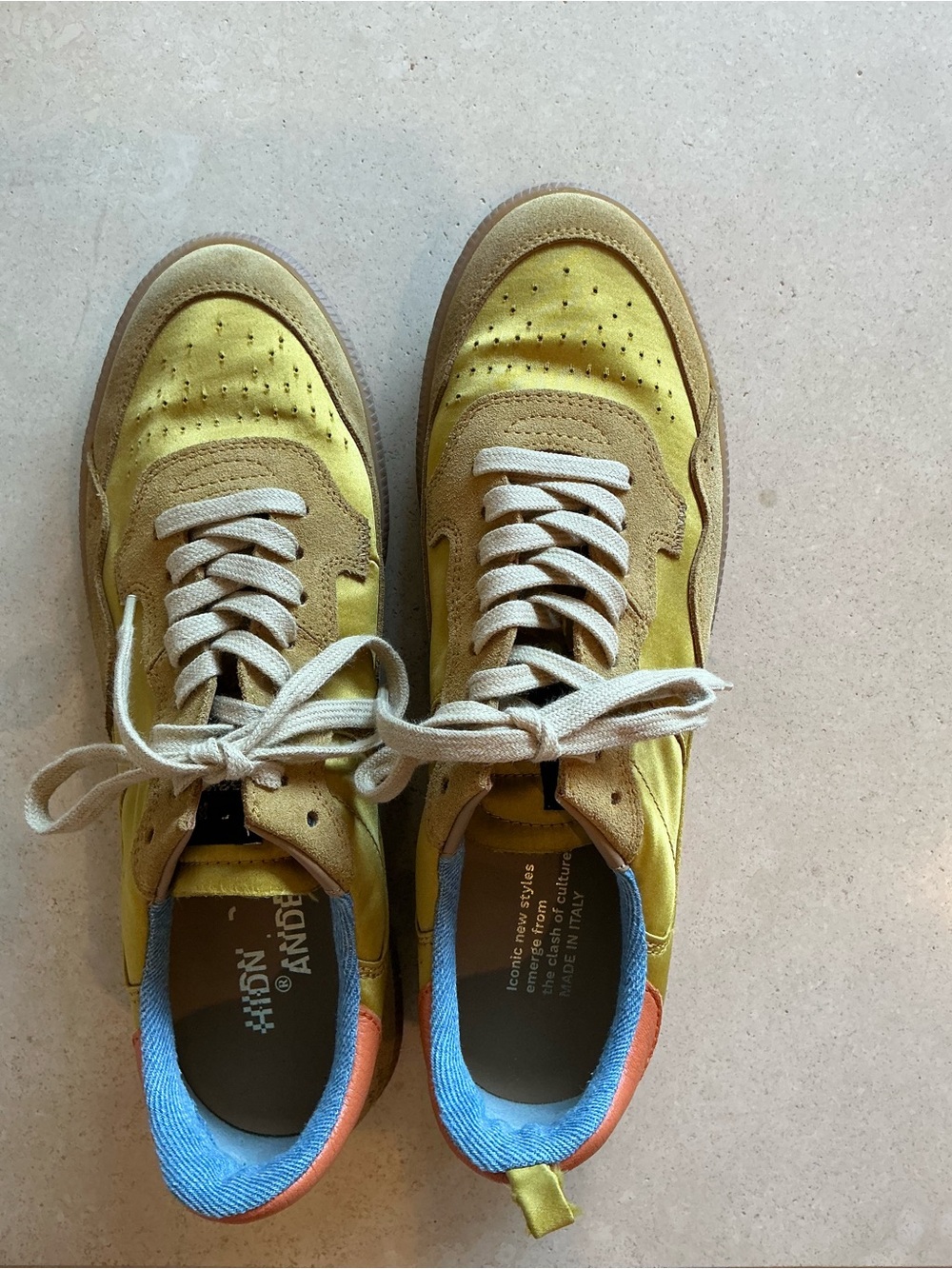 Women’s Yellow Suede & Mesh Athletic Sneakers by